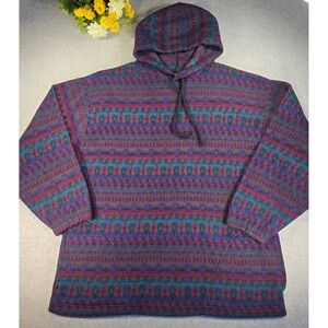 Vintage Blazer Firenze Fleece Hoodie Mens Medium Geometric Aztec Multicolor Y2K